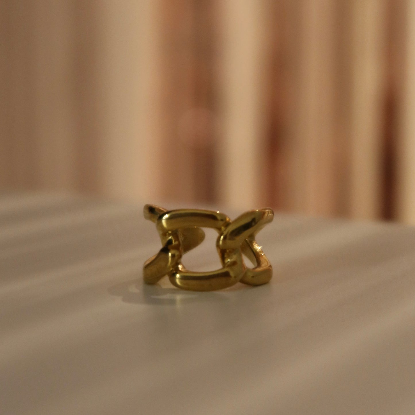 Anello catena acciaio dorato