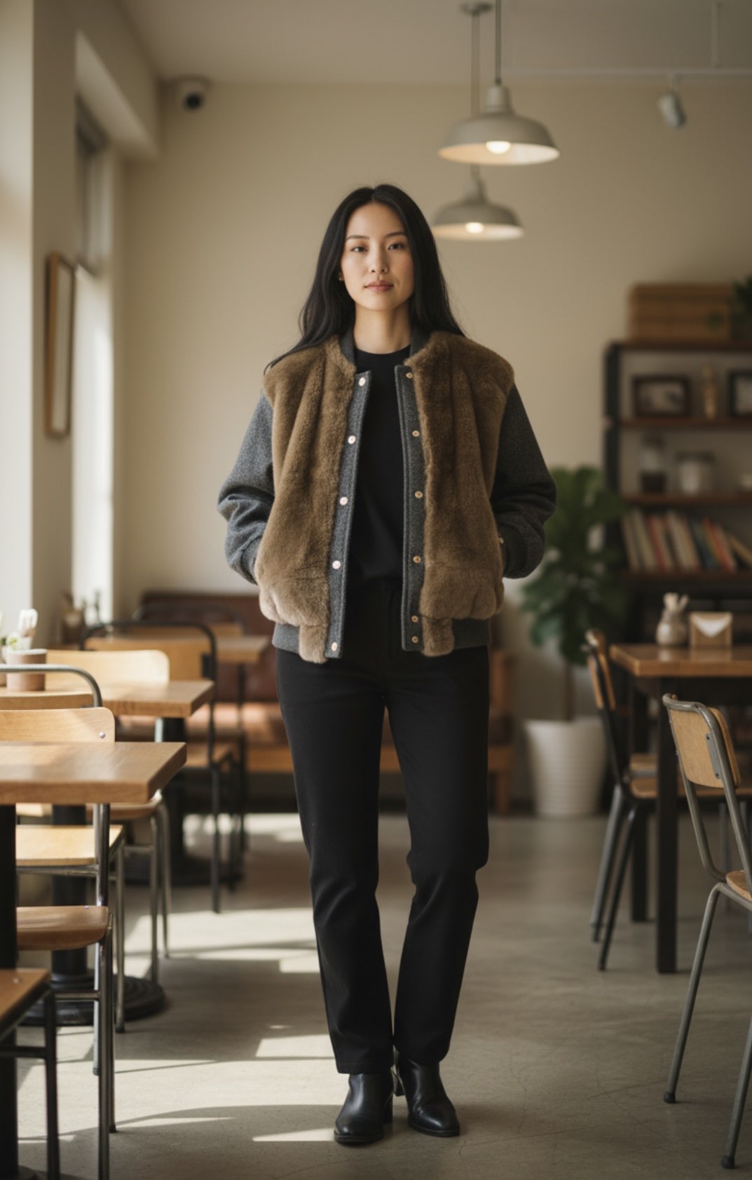 BOMBER ECOFUR MARRONE/GRIGIO