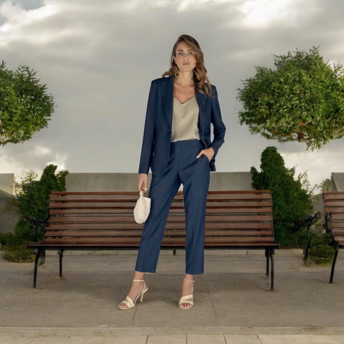 LANA CAPRINA - PANTALONE IN CHAMBRAY
