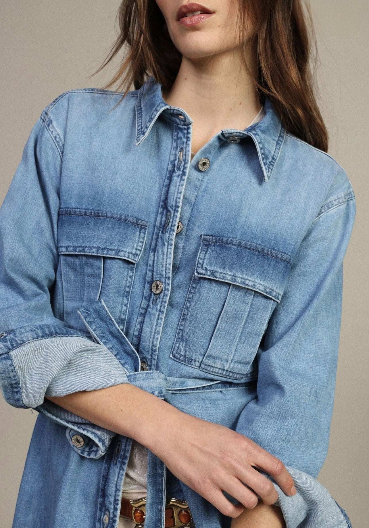 DIXIE - GIACCA DENIM CON CINTURA