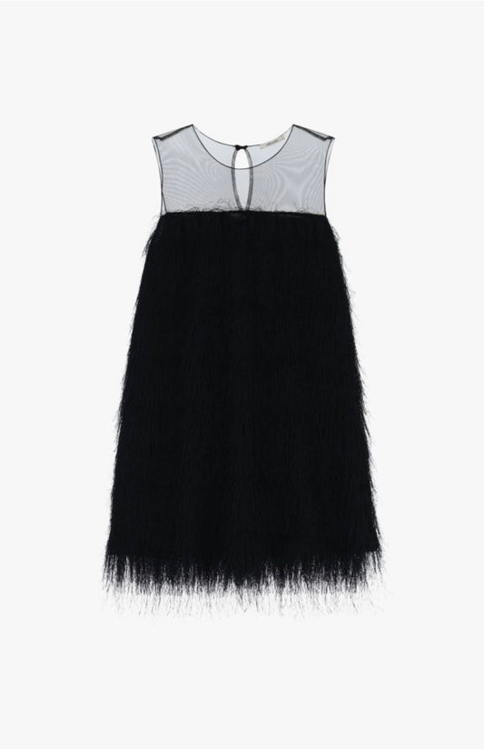 DIXIE - ABITO CON TRASPARENZE E FRANGE