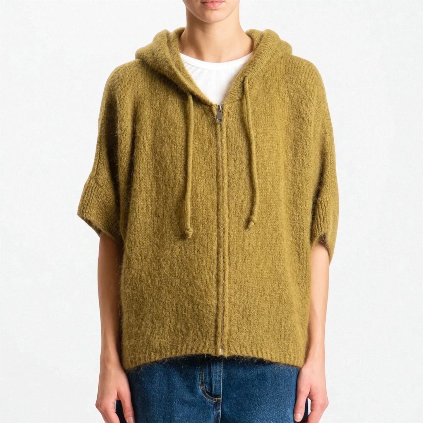 DIXIE - MAGLIA ZIP E CAPPUCCIO MOHAIR più colori