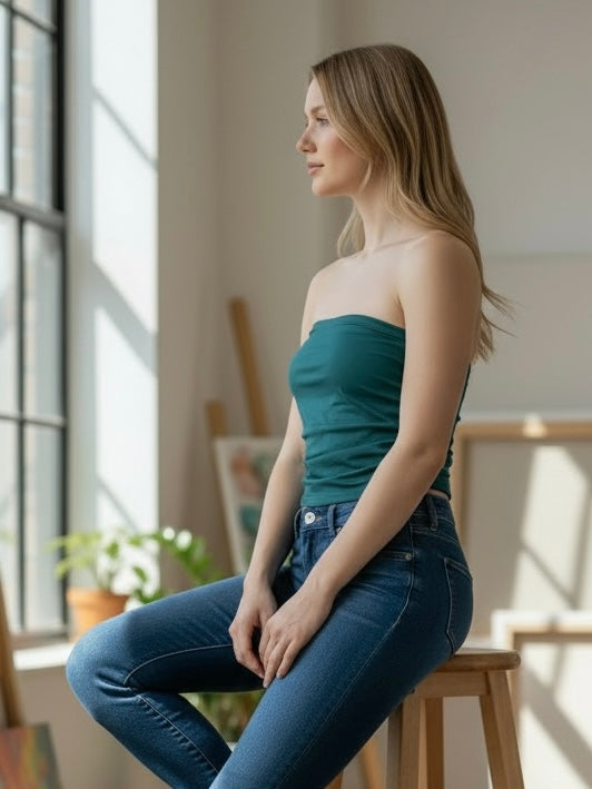 DIXIE - TOP ARRICCIATO VERDE