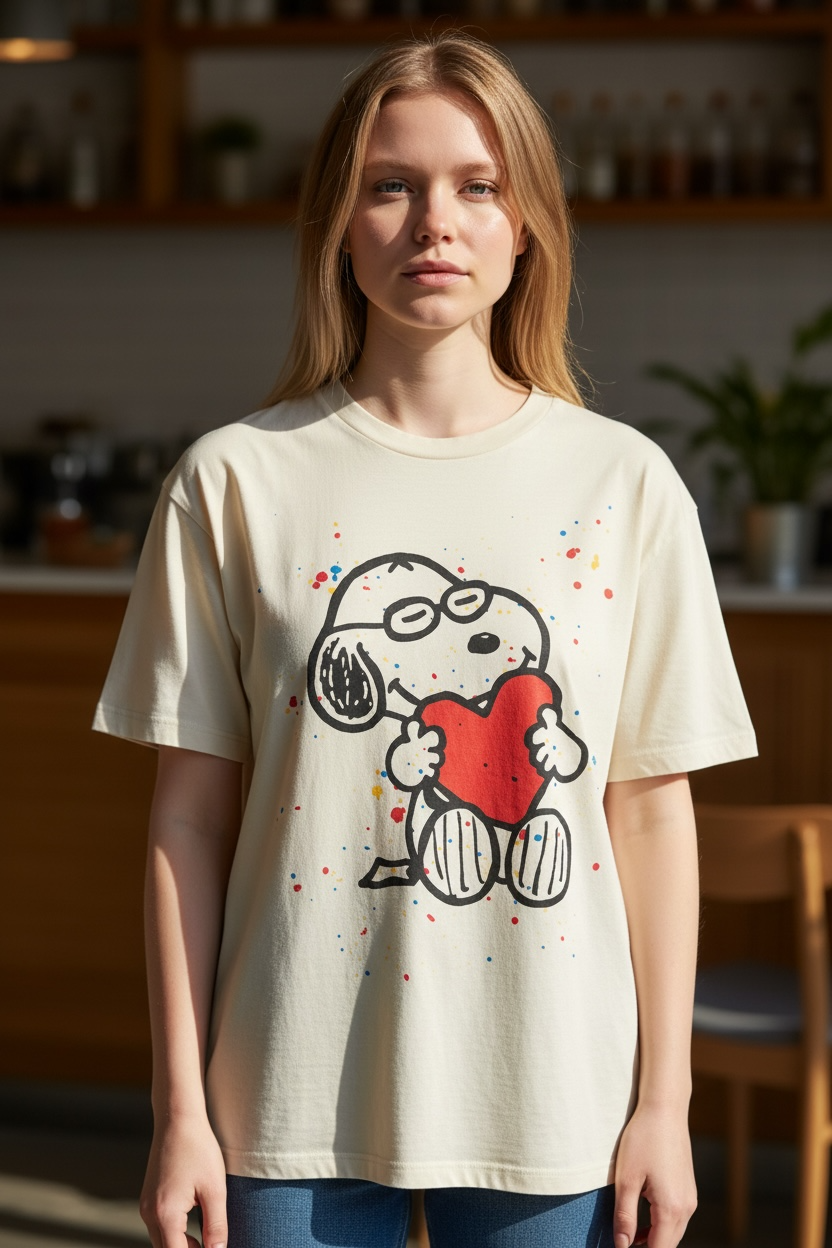 SOUVENIR PRIVE’ - T-SHIRT   SNOOPY CUORE