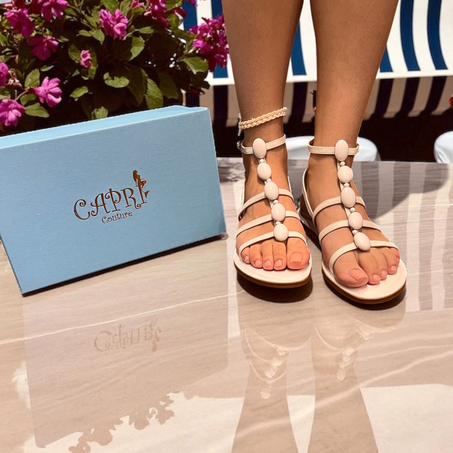 CAPRI COUTURE - SANDALO PIETRE BIANCO