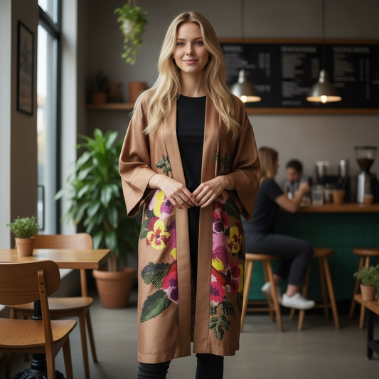 DIXIE - KIMONO LUNGO FIORI/MACULATO