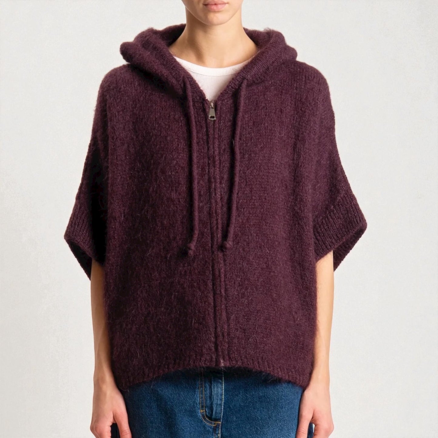 DIXIE - MAGLIA ZIP E CAPPUCCIO MOHAIR più colori