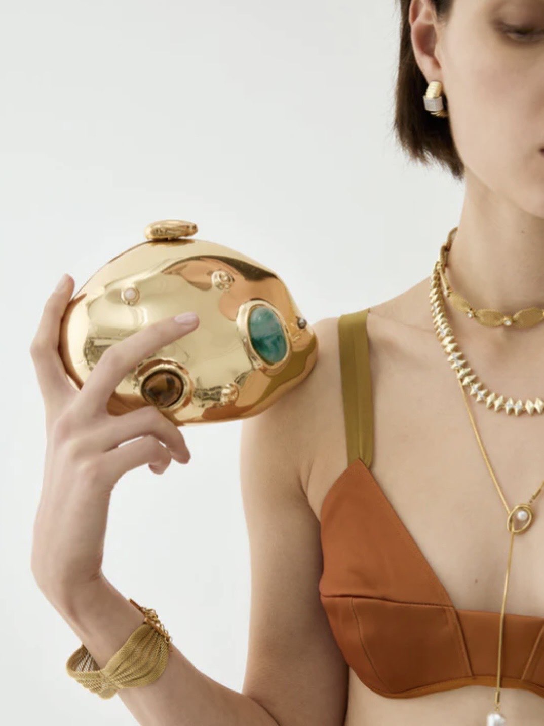 NALI' - CLUTCH RIGIDA CON PIETRE ORO