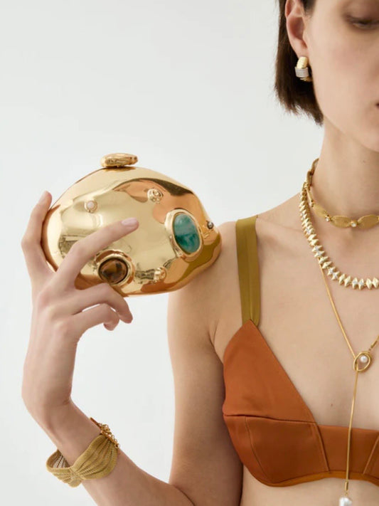 NALI' - CLUTCH RIGIDA CON PIETRE ORO