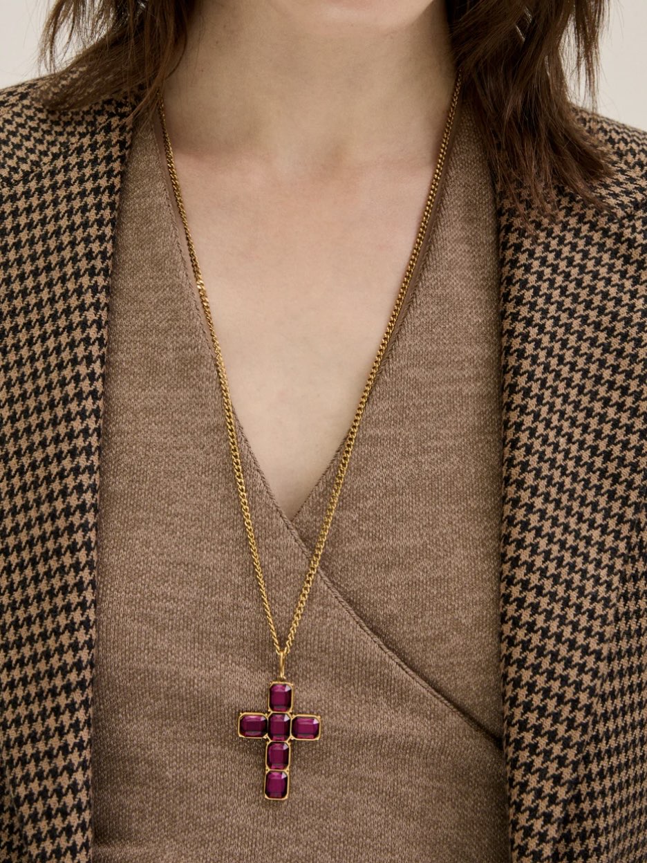 COLLANA CROCE ORO CON PIETRE