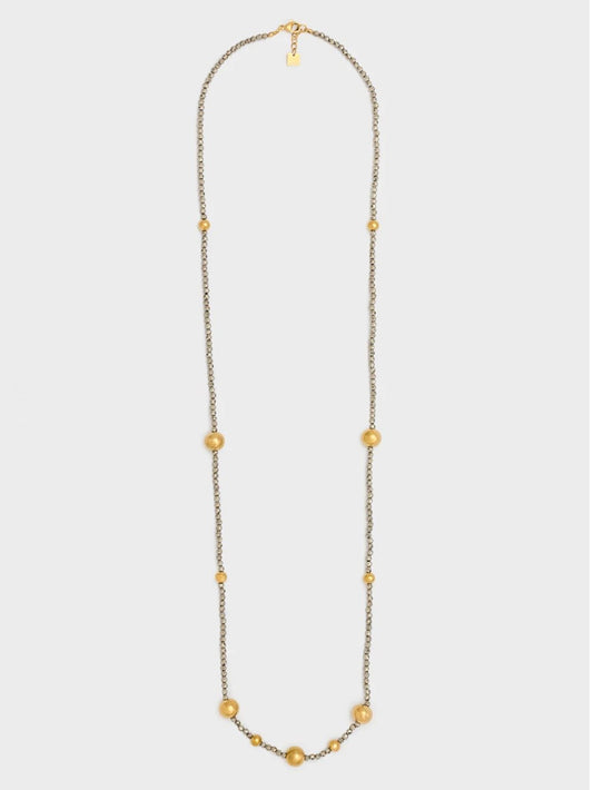 COLLANA LEA PERLINE E SFERE ORO