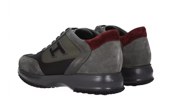 Hogan - Sneakers New Interactive nabuk/tela grigio bordeaux