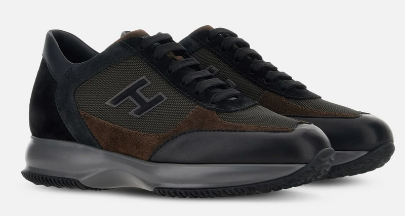 Hogan - Sneakers New Interactive pelle/tela nero marrone