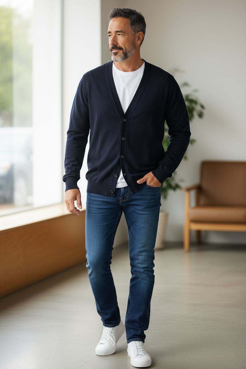 KANGRA - CARDIGAN BOTTONI 100% LANA