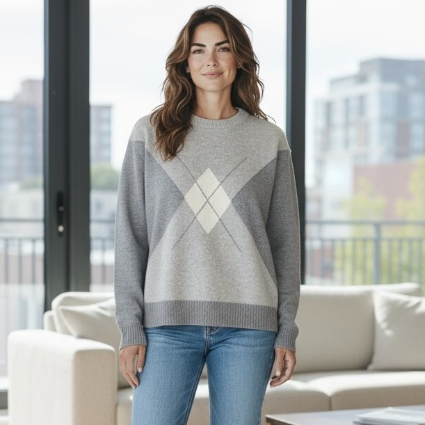 MAGLIA GIROCOLLO ROMBI 2620 01